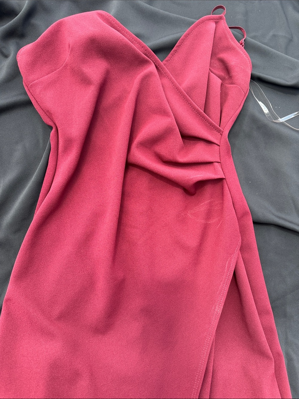 Emerald Sundae Red /Burgandy draped Strapless Slip Dress